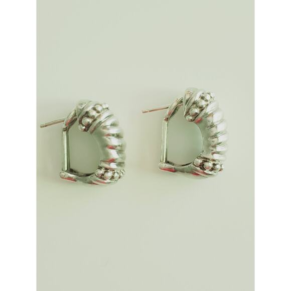 Judith Ripka 925 Sterling Silver Twist Semi Hoop Earrings - Picture 4 of 6
